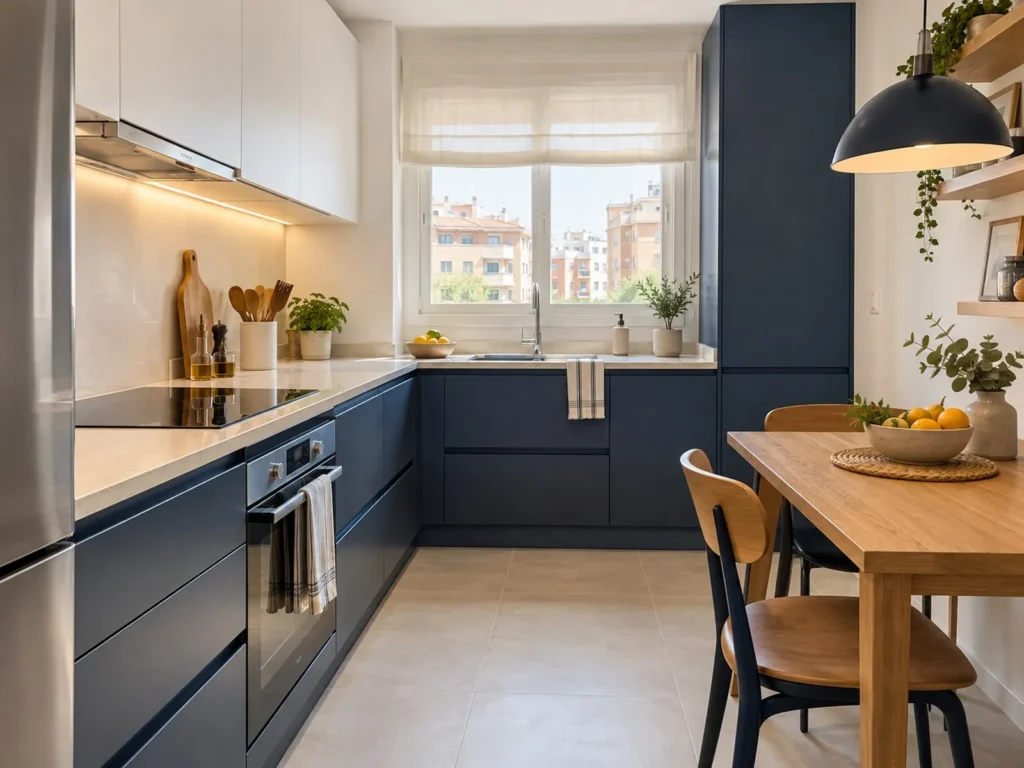 Cocina reformada con encimera clara